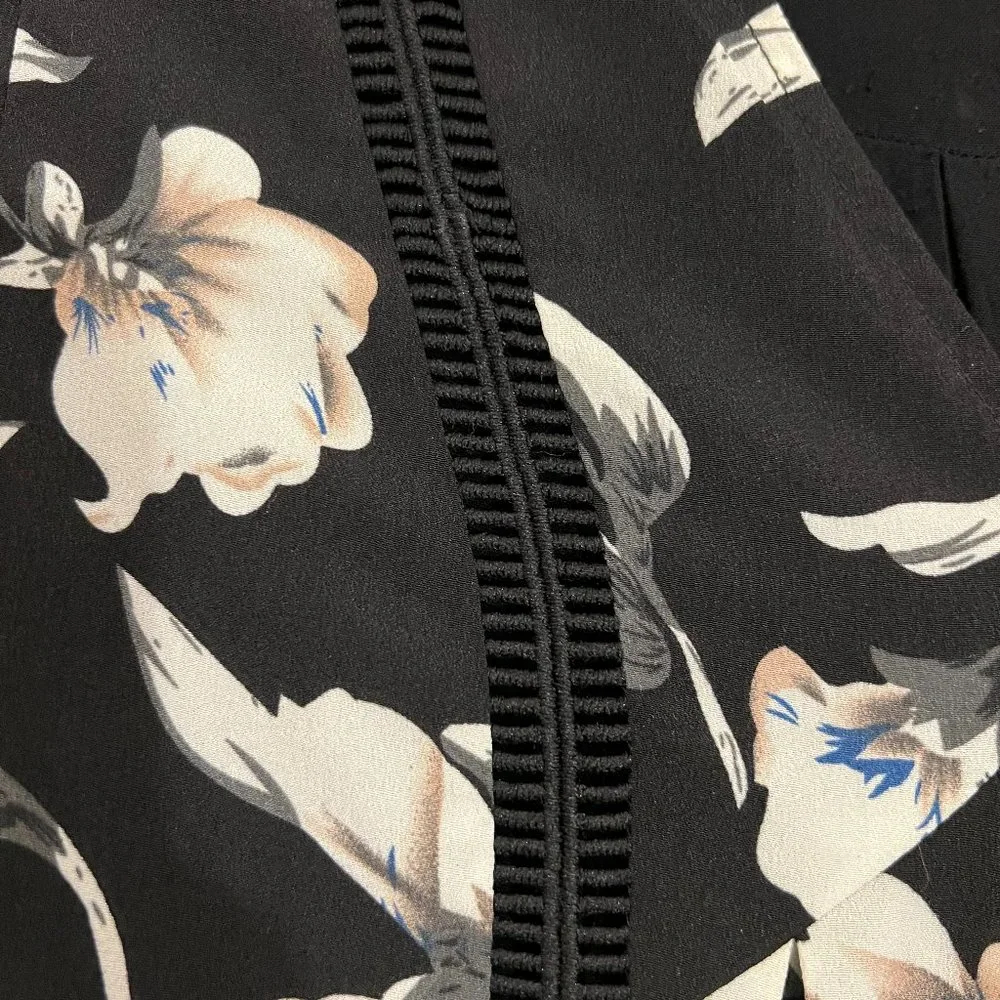 Lucca Casual Floral Short Black Dress A-line long sleeve XS - Picture 3 of 6